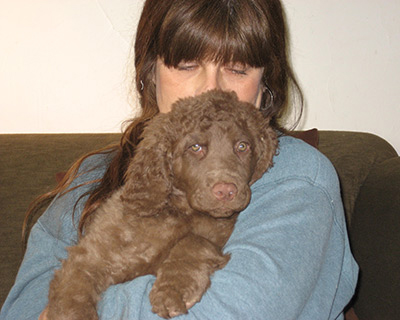 Holding puppy